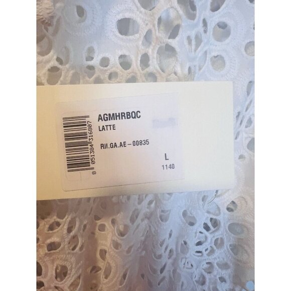 DX Collection Eyelet V-Neck Pullover Dress Size Large Made In Italy White Latte - Picture 9 of 13